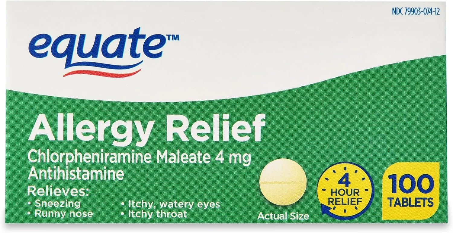 Allergy Relief Tablets 4 mg Chlorpheniramine Maleate | Antihistamine | 100 Tablets | Sneezing, Runny Nose & Itchy Eyes Relief | Pack of 3