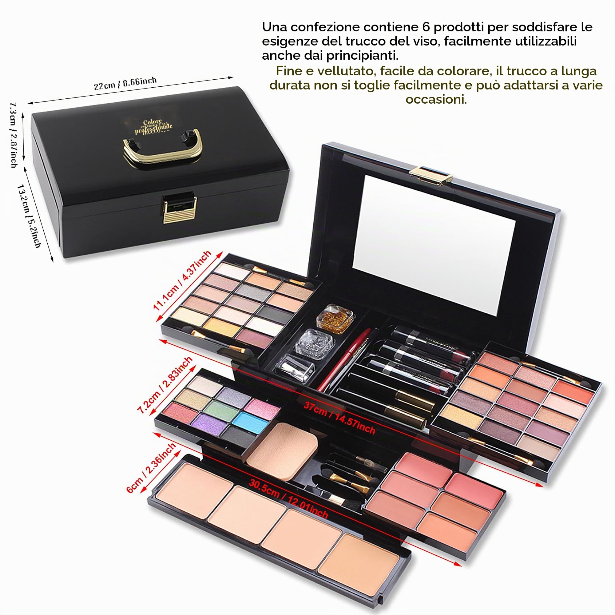Trousse Trucchi Donna - Make Up Set - Set Trucchi Donna Include Palette Di Ombretti Rossetto Fard Concealer Cipria Eyeliner Mascara