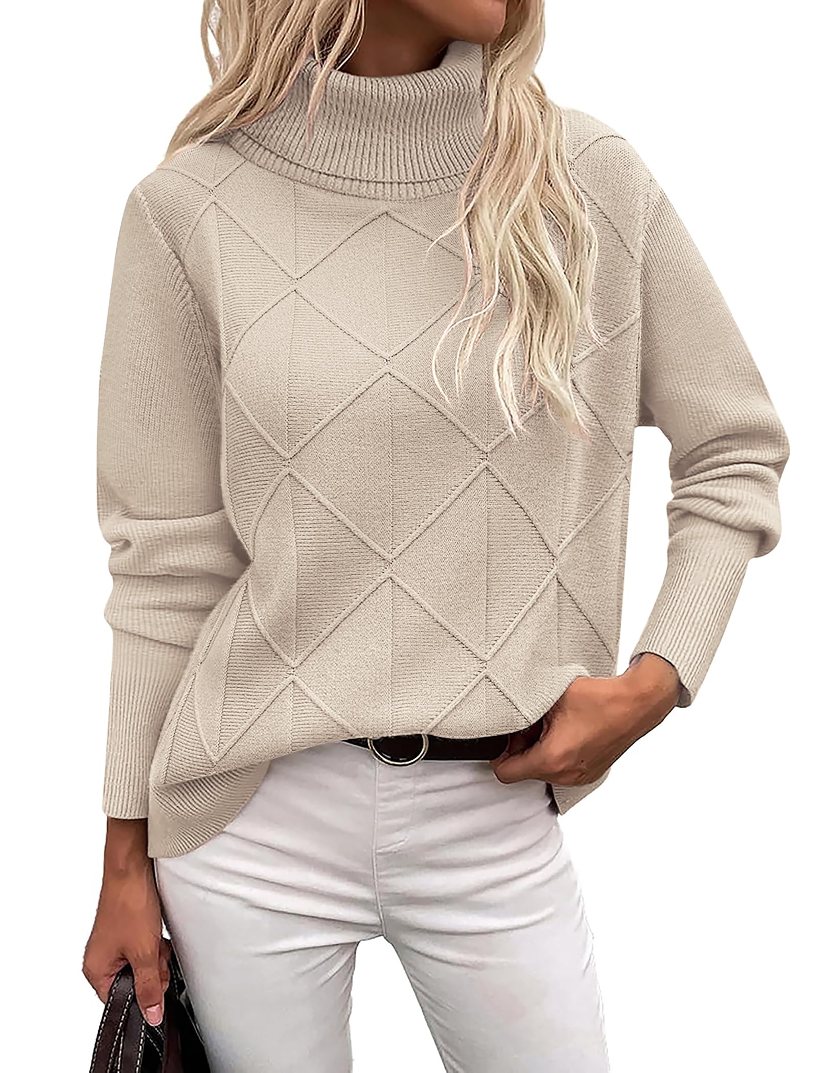 Zeagoo Womens Turtleneck Sweater Fall Winter 2026 Long Sleeve Chunky Knitted Trendy Pullover Tops