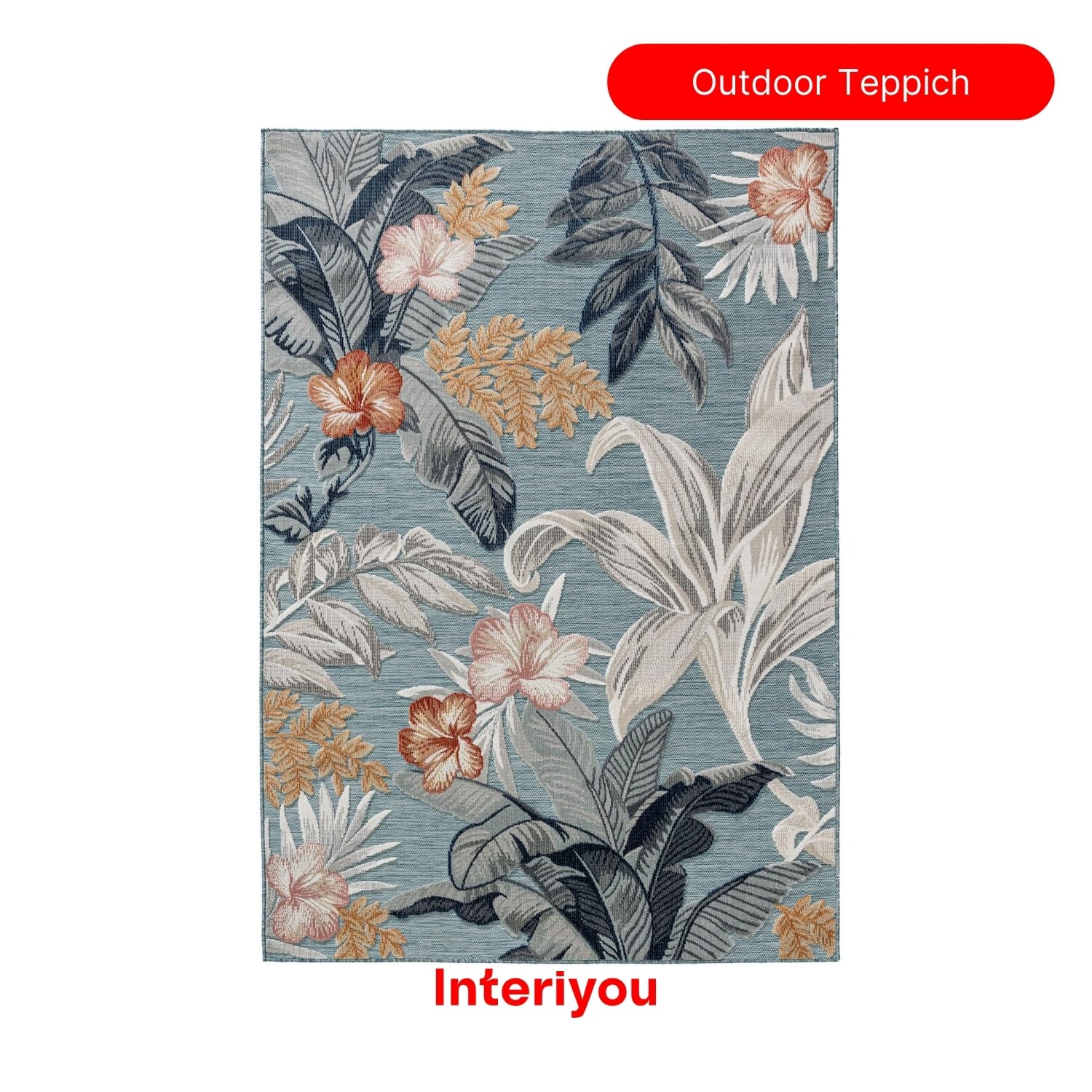 Interiyou Outdoor Teppich Wetterfest Florenz - 200x300 cm Multicolor - Wasserfest für Balkon, Terrasse, Garten - Outdoorteppich passend auch für Wohnzimmer, Schlafzimmer und Küche - Aussenteppich