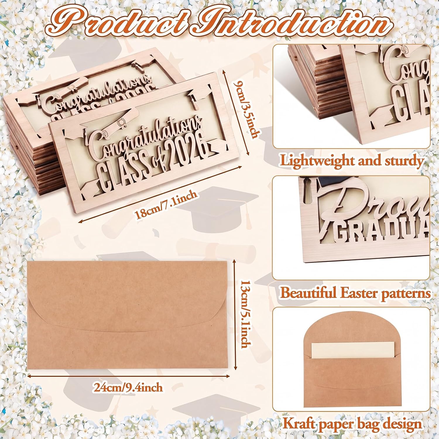 Wenqik 8sets/16pcs Graduation Money Holder Graduation Cash Gift Bulk Wooden Envelope Box DIY Money Envelope Wallet Congrat Grad Wood Card Cash Holder Decor for 2026 College High School Grads Favor