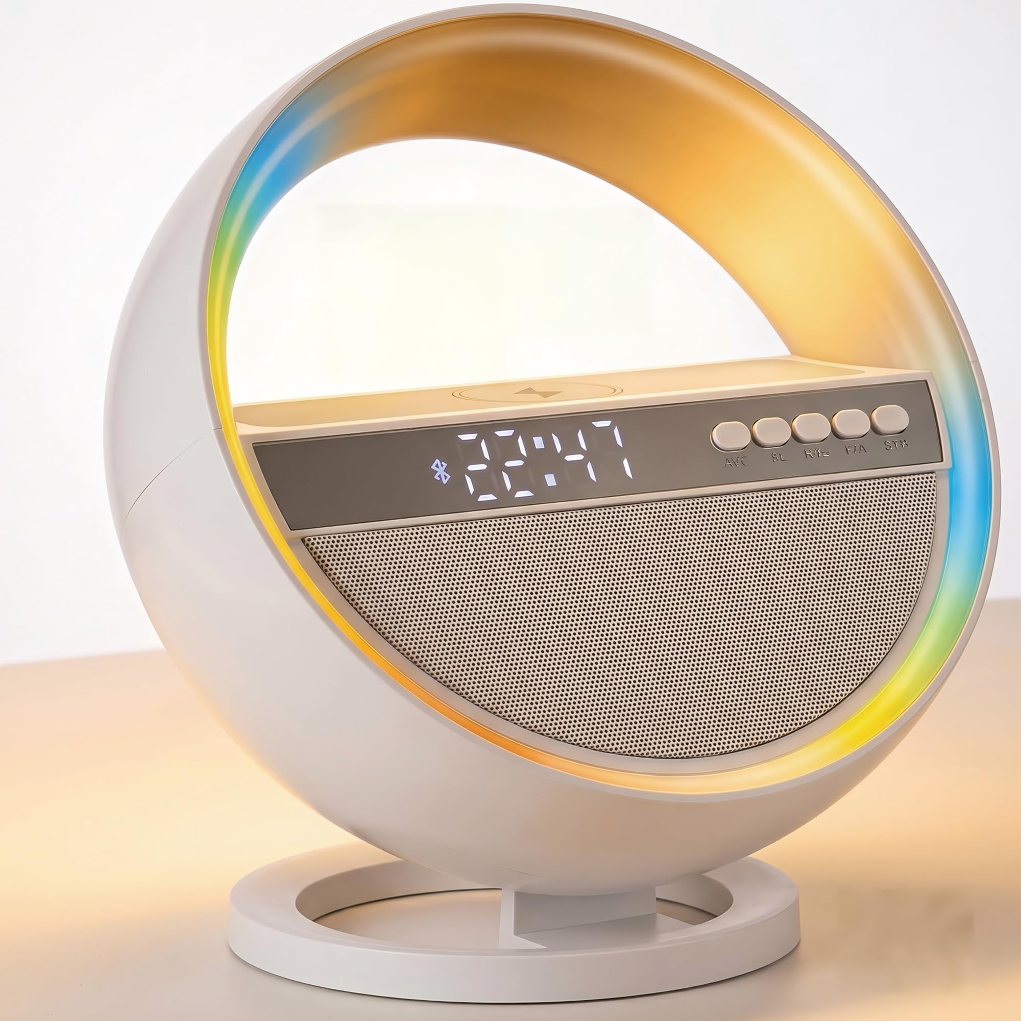 Photo 1 of 6-in-1 RGB LED Table Lamp with Bluetooth Speaker & Wireless Charging