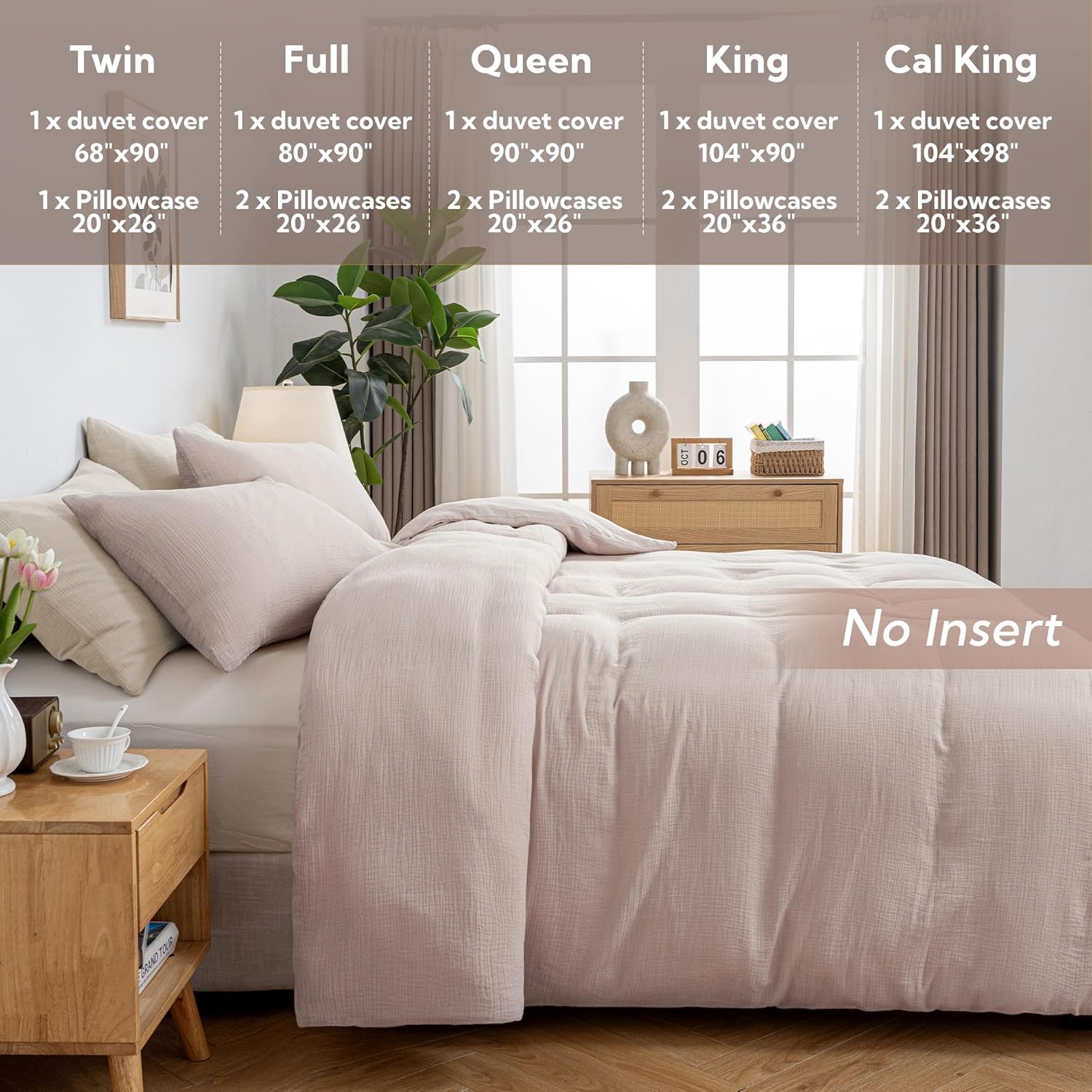MILDLY Muslin Duvet Cover King - 100% Washed Cotton Linen Like Gauze Comforter Cover 3 Pieces Breathable & Lightweight for All Season