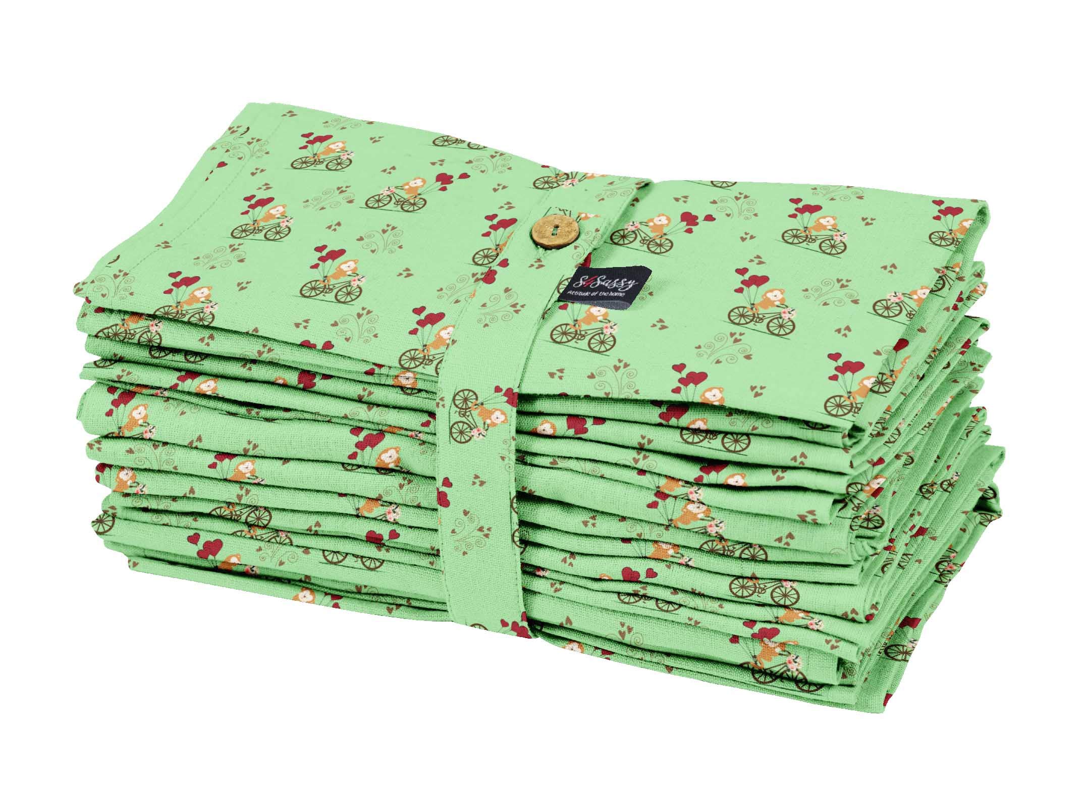 Serviettes de table en coton vert 18x18 lot de 12 S4Sassy