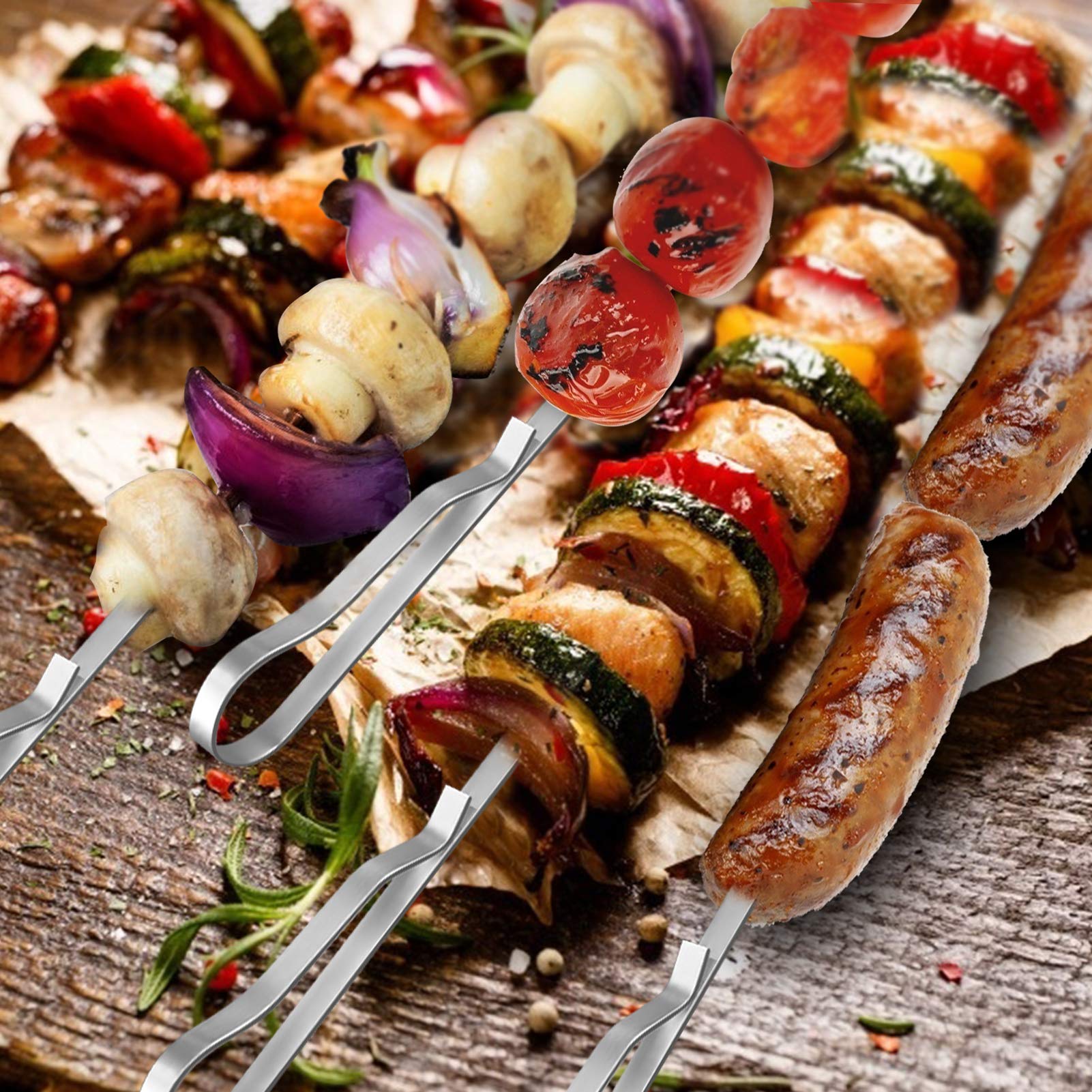 10 Edelstahl Grillspieße Flach – Wiederverwendbar, Spülmaschinenfest, 43cm