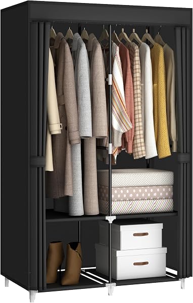 MOGELAFOO 51/83 Inch Portable Closet Wardrobe, Clothes Rack Storage Organizer with Non-Woven Fabric Cover, Clothes Hangi