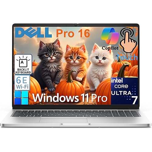 Dell Pro 16 Touchscreen Laptop Computer - (Replaces Latitude 3550) - Intel Core Ultra 7 265U & AI for Business, 16" IPS Display, 16GB DDR5 1TB SSD, WiFi 6E, Bluetooth 5.3, Backlit Keyboard, Win 11 Pro