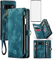 Vista 8 de Asuwish Funda de teléfono para Samsung Galaxy S10 con cremallera, funda desmontable con protector de pantalla de vidrio templado y tarjetero