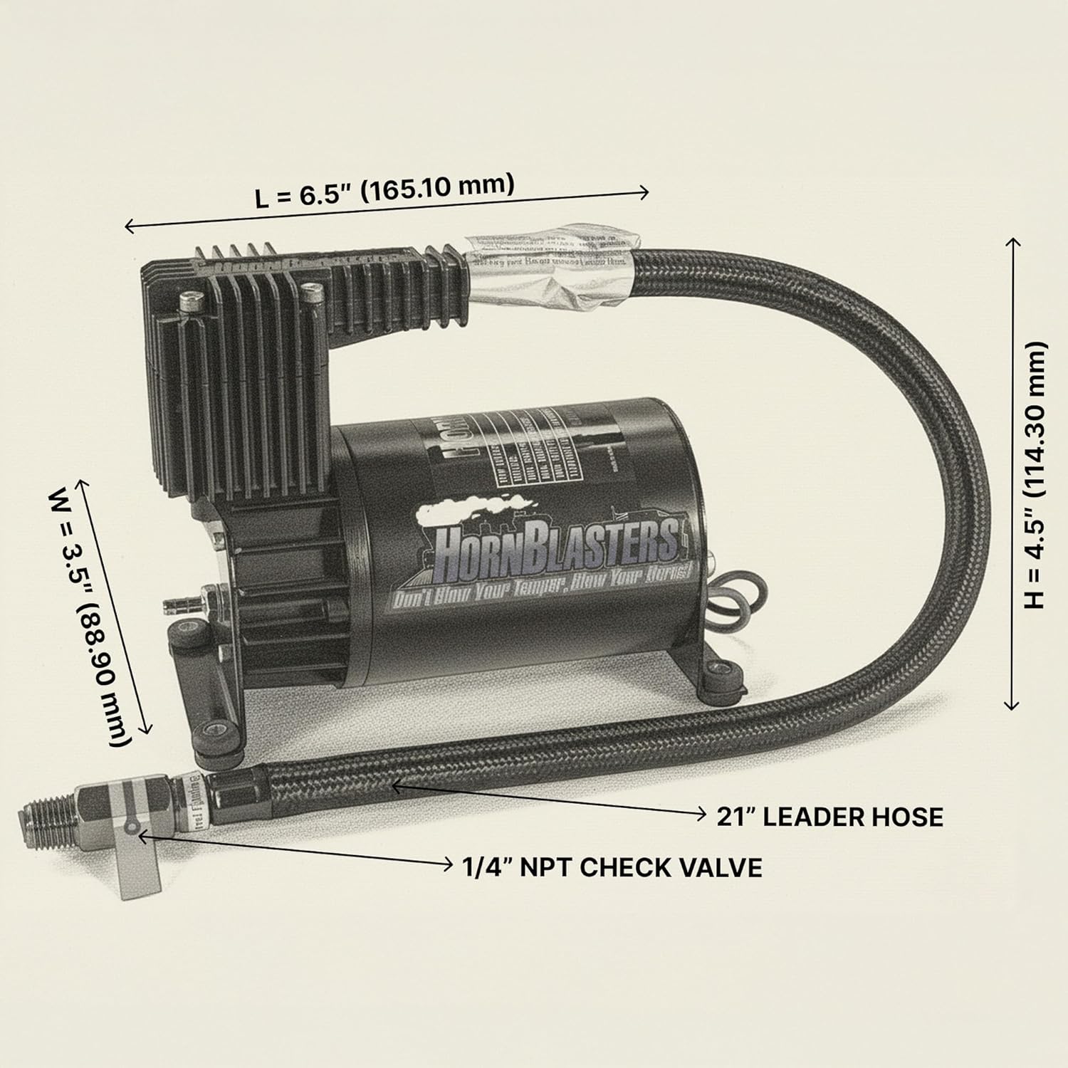 HornBlasters HB-2L Air Compressor - 150 PSI Capable - 18 Amps