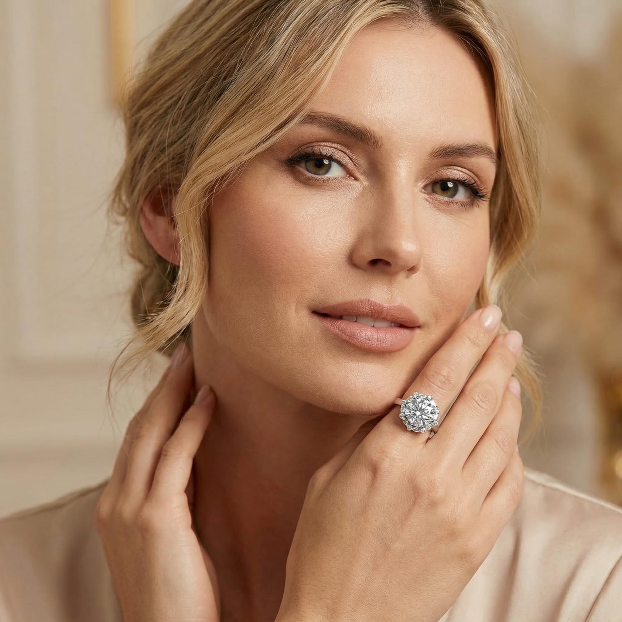 HALUKAKAH Anillo Moissanite D Color 5.0 ct Lujo,Diamante Cultivado en Laboratorio de 5 Quilates con Certificado,Plata de Ley Chapado en Platino,Ajustable,para Esposa,Novia,Cumpleaños,Aniversario,Boda
