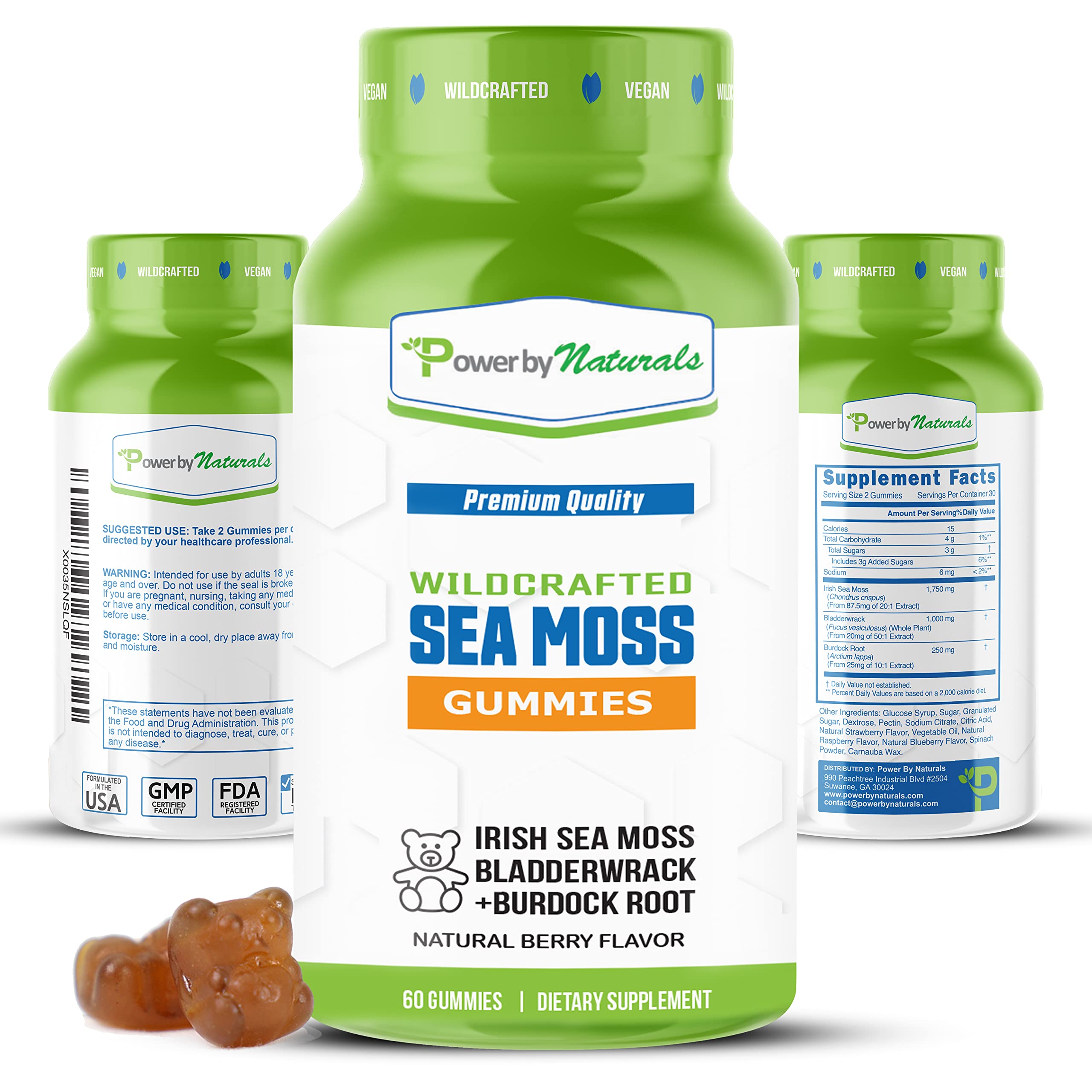 Wildcrafted Sea Moss Gummies for Adults (3000mg) - Vegan Irish Seamoss Gummy Vitamins for Immunity &