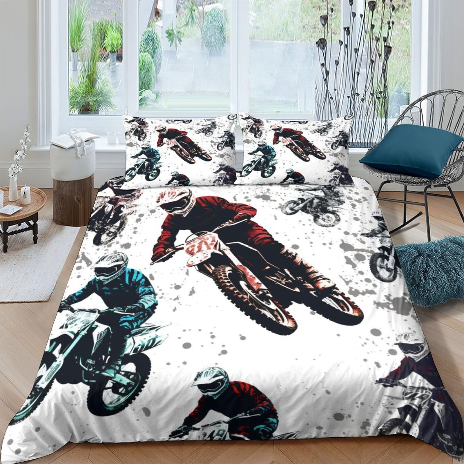 Housse de couette moto de course pour transformer la chambre d'un ado passionné