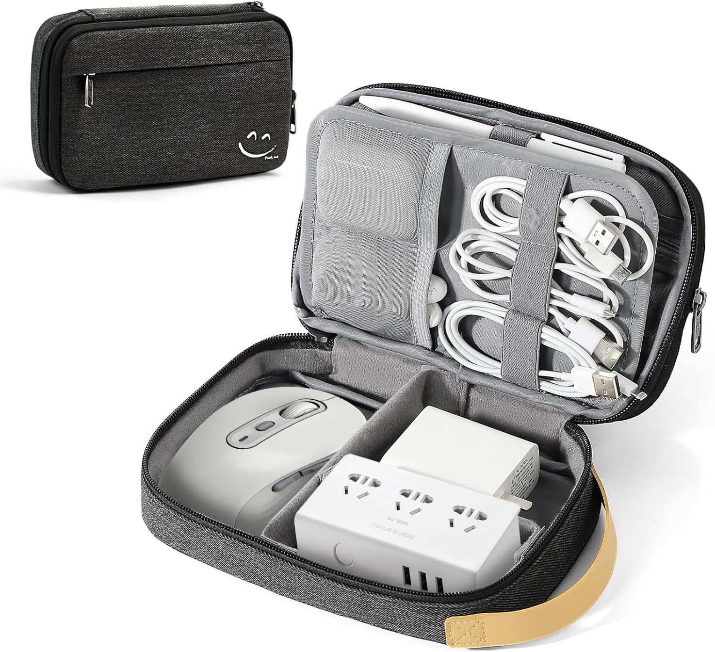 Exrp Travel Electronic Cord Organizer Travel Case, Travel Cable Organizer Bag For Charger, Phone, Sd Card, Sim Card, Earphone, Usb Drives, Black