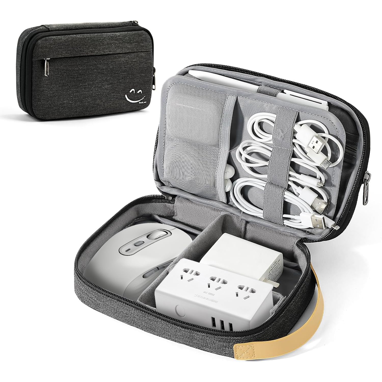 Travel Electronic Cord Organizer Travel Case, Travel Cable Organizer Bag For Charger, Phone, Sd Card, Sim Card, Earphone, Usb Drives, Black