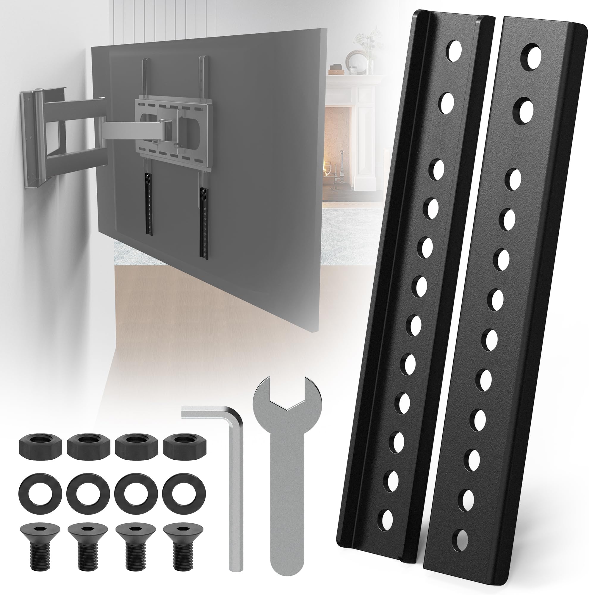 TV Mount Extension Bracket,Vertical VESA Mount Extender Bracket Kit for Low Vesa Pattern TV’s,Fits TV Ceiling Mounts and Most Vesa Mounts,Black - 2 Pcs