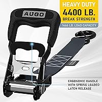 Vista 2 de AUGO Correas de trinquete resistentes y bucles suaves, paquete de 4 correas de trinquete extra fuertes de 1.5 pulgadas por 10 pies con cierres