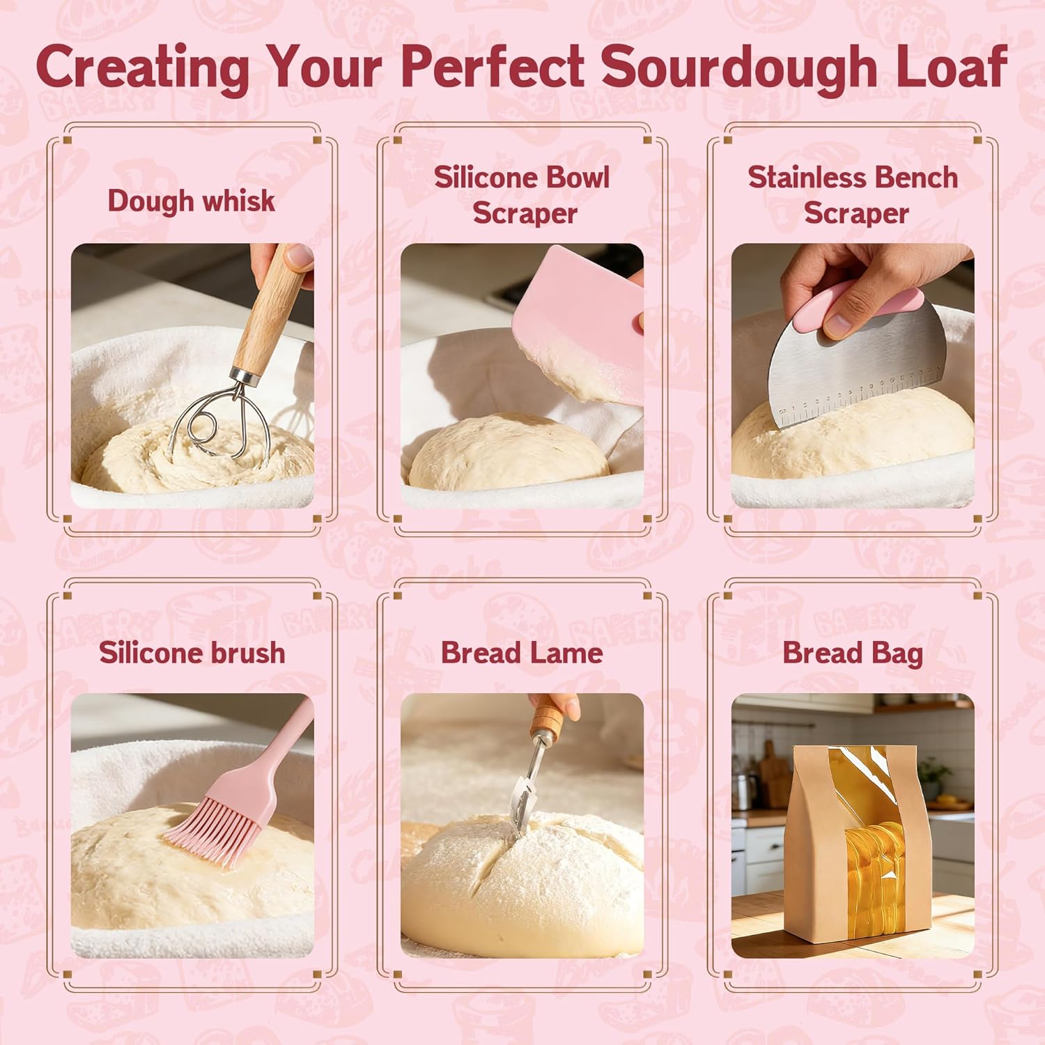 Sourdough Starter Kit with 2 Proofing Baskets (Oval & Round) & Sourdough Starter Jar, Complete Sourdough Bread Baking Supplies for Artisan Bread Ideal Gift for Women Mom Wife Bakers