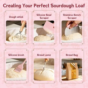 Beginner Sourdough Starter Kit with Proofing Baskets & Jar, Baking Supplies