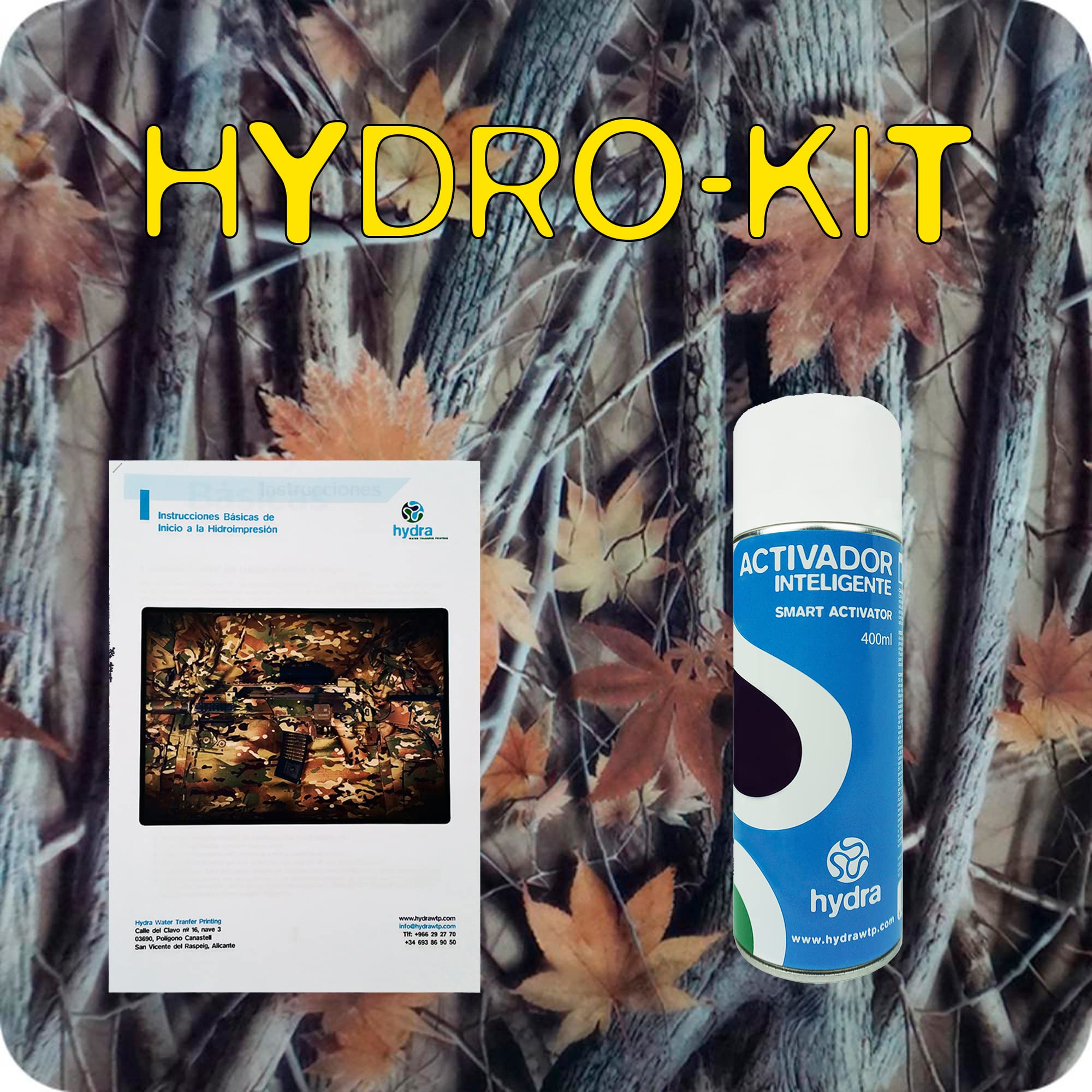 KIT di prova per cubicatura - water transfer printing. camuffamento realtree HCA-122 + attivatore cubicatura 400ml + manuale di base
