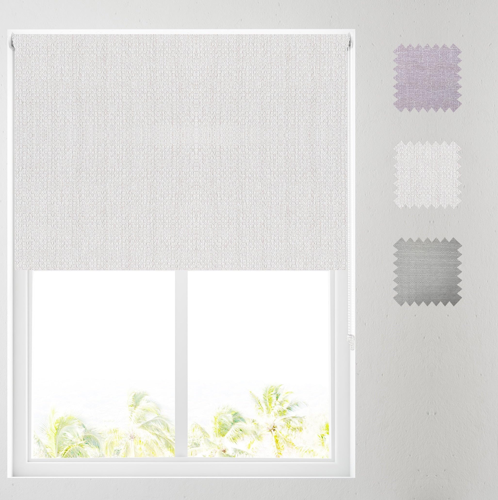 Barnes Blinds - Woven Textured Blackout Roller Blinds for Windows, Custom Cut to Size - Durable Fittings, Easy Fit (Natural 61cm)