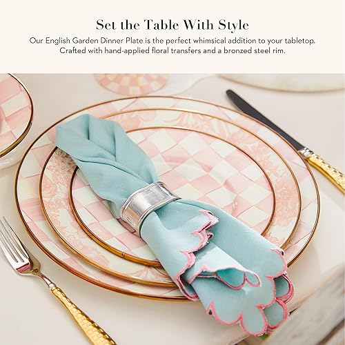 Miniatura 8 de MACKENZIE-CHILDS Flower Market - Juego de platos llanos esmaltados blancos, platos redondos de 10 pulgadas, juego de 4