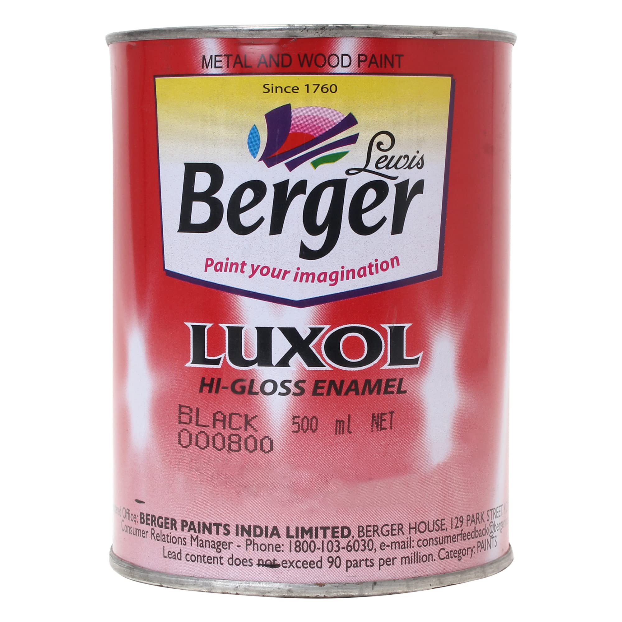 Luxol Hi-Gloss Enamel | Black | 500ml Mirror-Like Finish | Tough & Durable Oil-Based Paint for Wood, Metal & Masonry | Interior & Exterior Use | Weather Resistant | Green Pro Certified