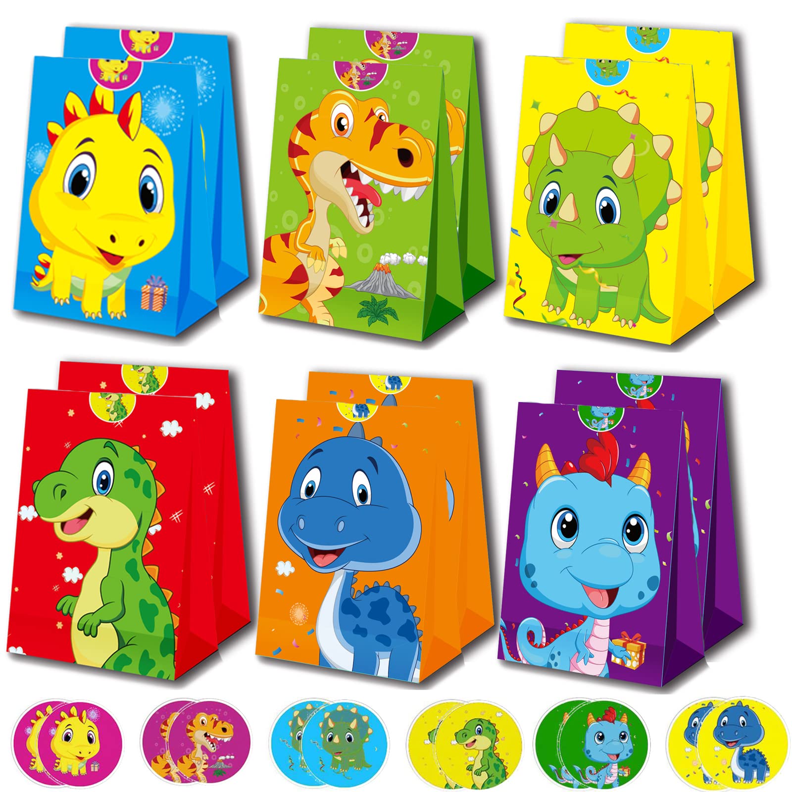 OEMG 30 Pcs Sac Cadeau Anniversaire Enfant, Bonbon Sachet Anniversaire Dinosaure avec