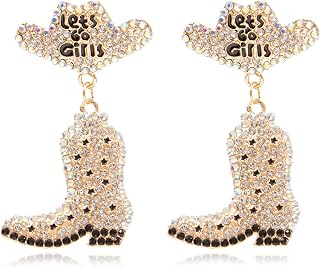 Cowgirl Earrings Sparkly Rhinestone Earrings Bead Boots Hat Dangle Earrings Western Earrings Let’s Go Girls Earrings Vacation Drop Dangling Earrings Jewelry Gifts