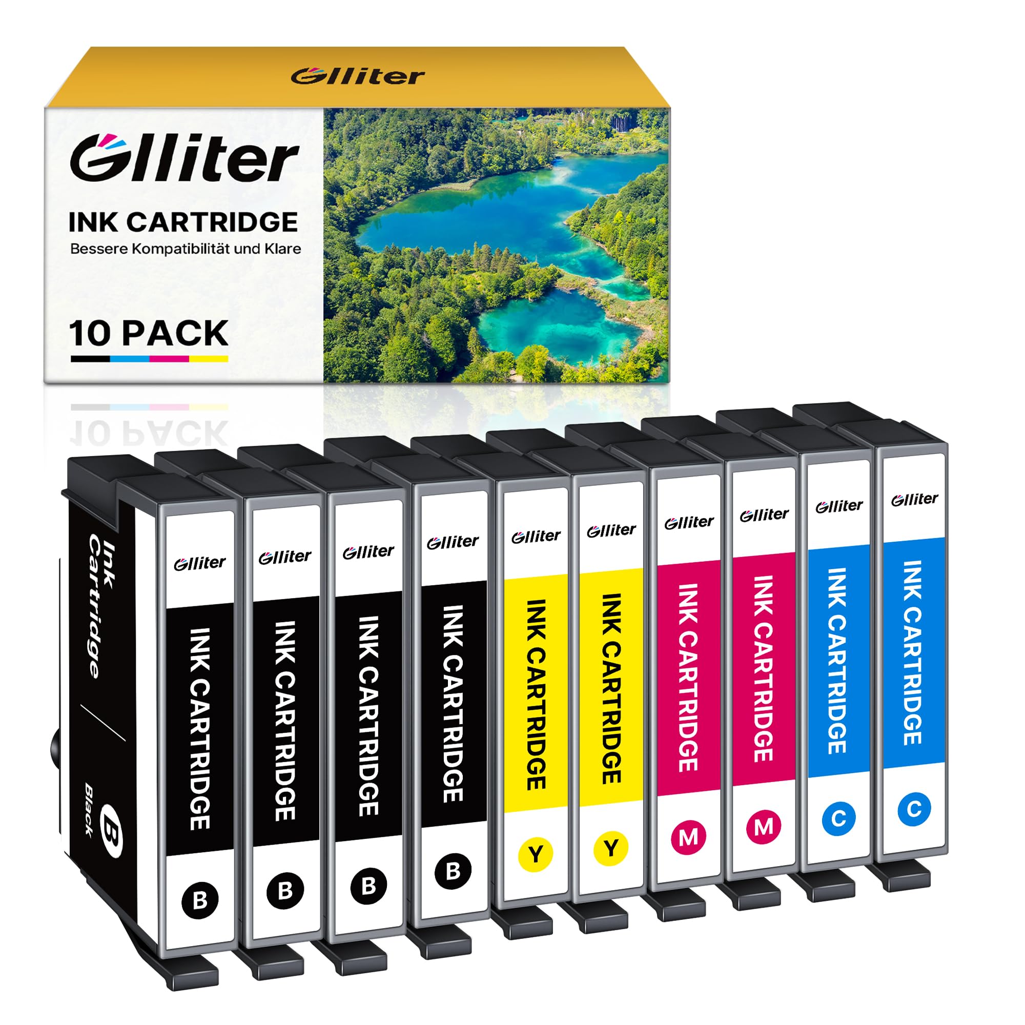 Glliter 604 XL Druckerpatronen Kompatibel für Epson 604 Patronen 604XL für Expression Home XP-3200 XP-2205 XP-4200 XP-3205 XP-2200 XP-4205 Workforce WF-2910 WF-2930 WF-2935 WF-2950 (10er-Pack)