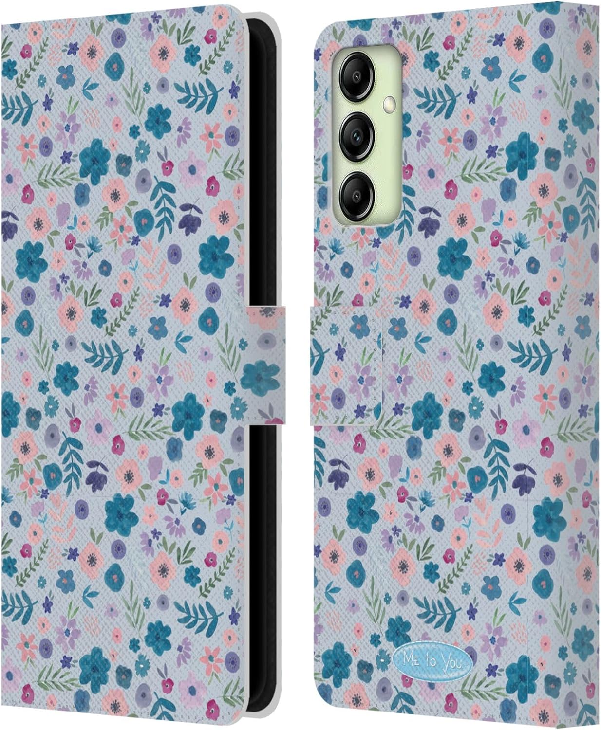 Head Case Designs Officially Licensed Me to You Flower Pattern Soft Focus Leather Wallet Case Compatible with Samsung Galaxy A14 5G
