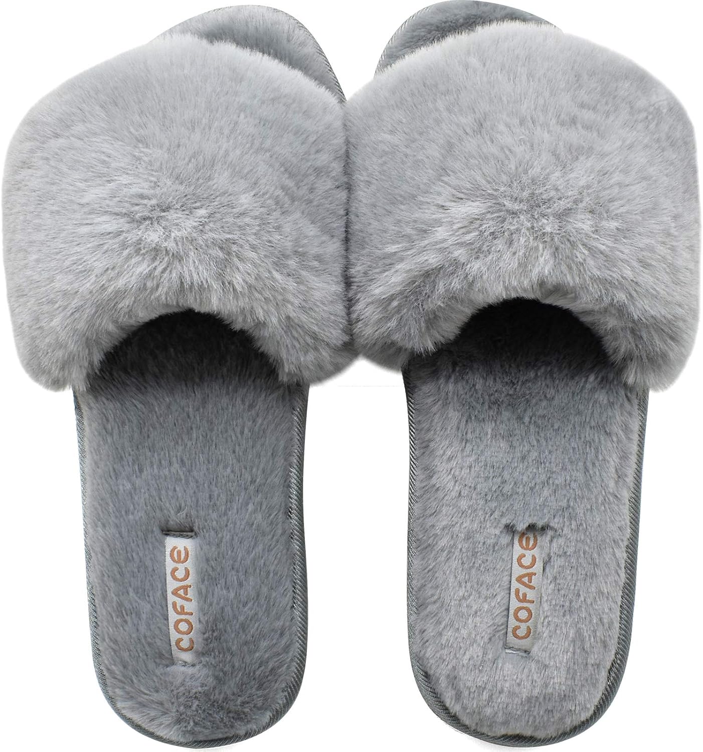 COFACE Womens Slippers with Arch Support Comfy Open Toe Fuzzy Woman House Shoes Plantar Fasciitis Orthotic Ladies Slippers Indoor image 4