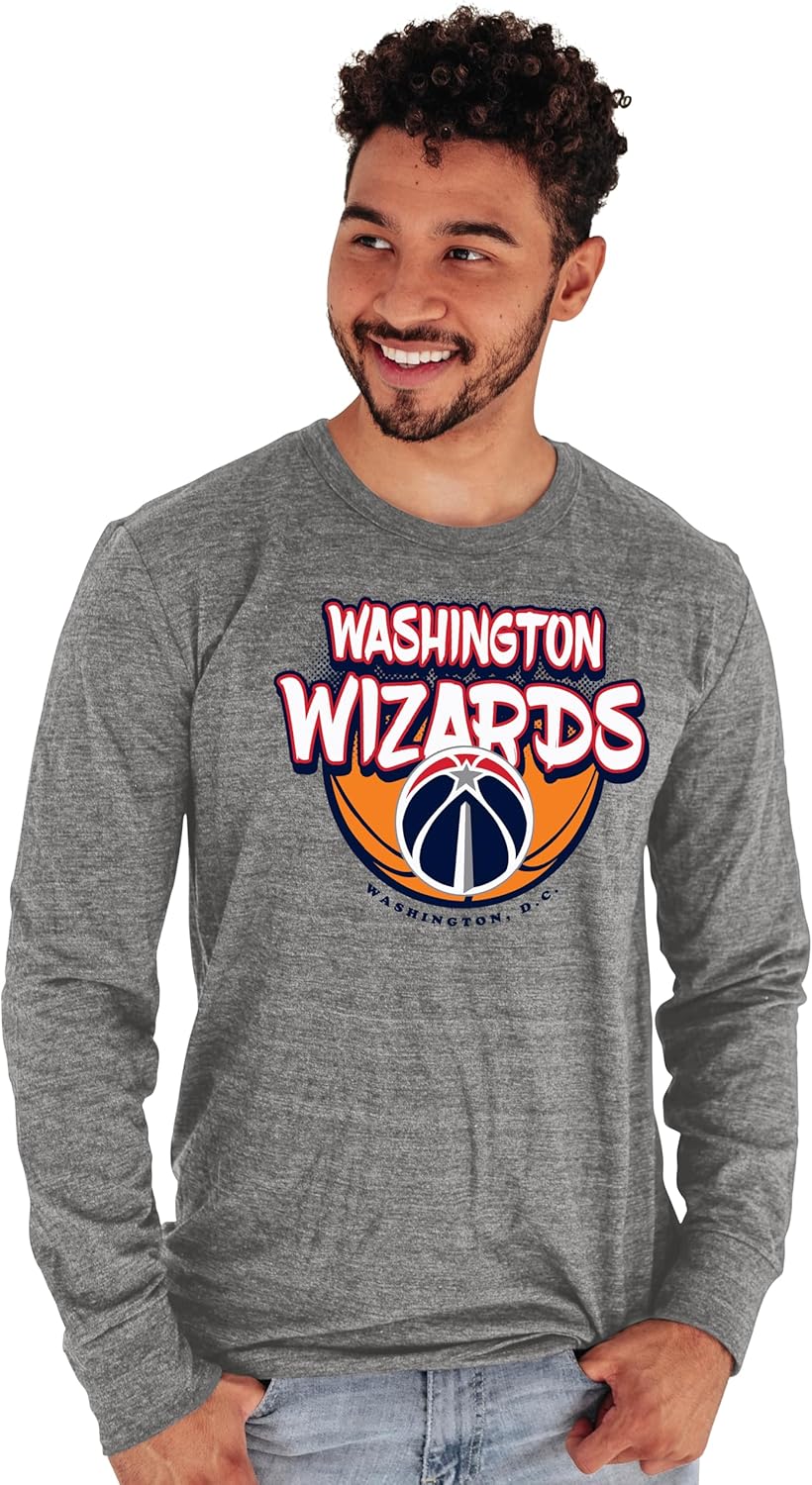 Blue 84 NBA Officially Licensed Tri-Blend Long Sleeve T-Shirt Heather Gray Washington Wizards Medium Heather Gray