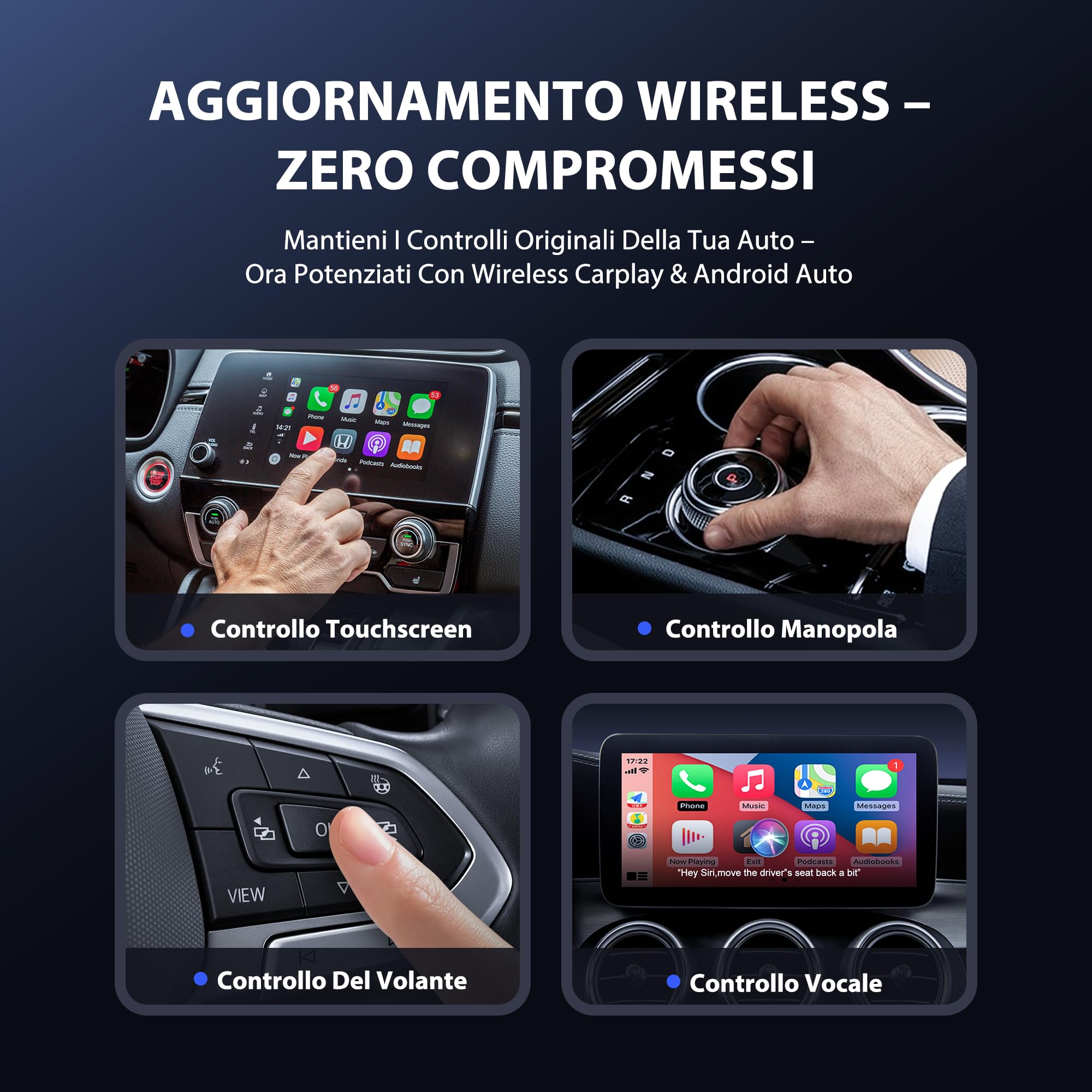 Adaptateur CarPlay sans Fil 2 en 1 pour Apple CarPlay/Android Auto - Carplay Voiture Conversion Instantanée USB-A/USB-C(Adaptateur Inclus) - Compatible 800+ Modèles Voitures