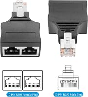 GINTOOYUN 2db RJ50 10P10C Elosztó Adapter - 10 Tűs Ethernet Átalakító Laptophoz, Routerhez - Kapcsolt Hálózatokhoz 4