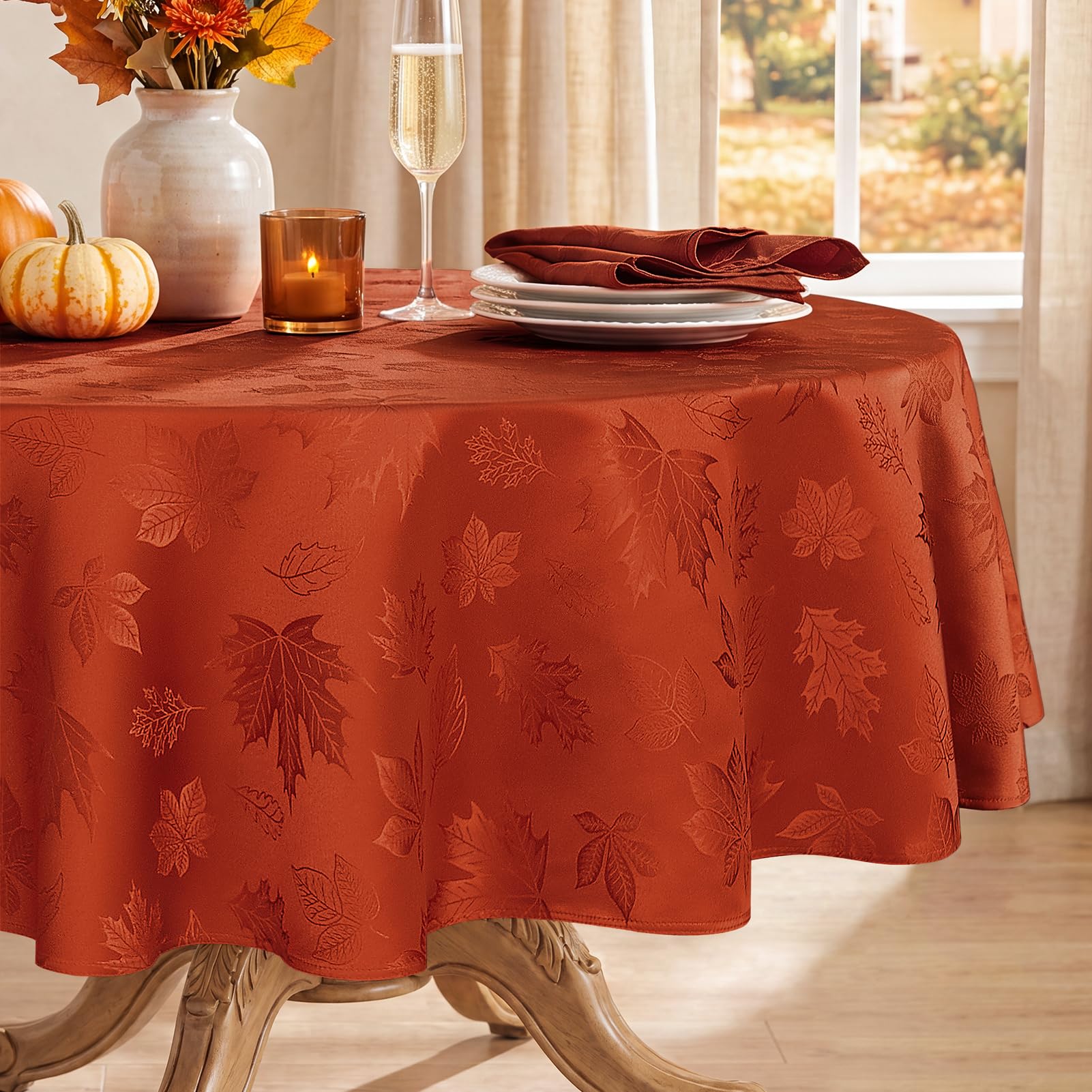 Softalker Fall Jacquard Round Tablecloth