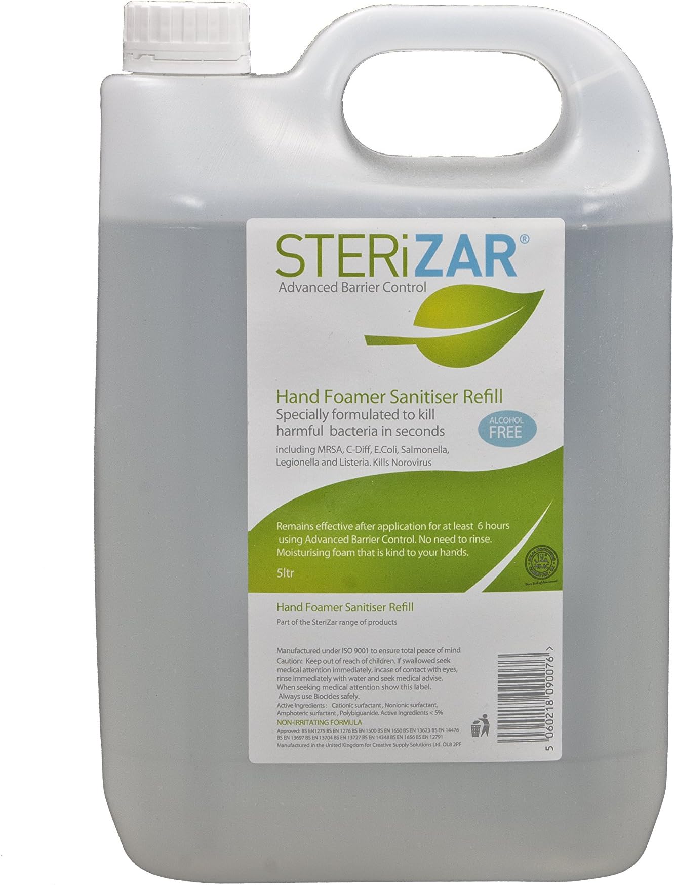 SZRFR5LT Alcohol-Free Hospital Grade Antibacterial Hand Foam Sanitiser - 5 Litre