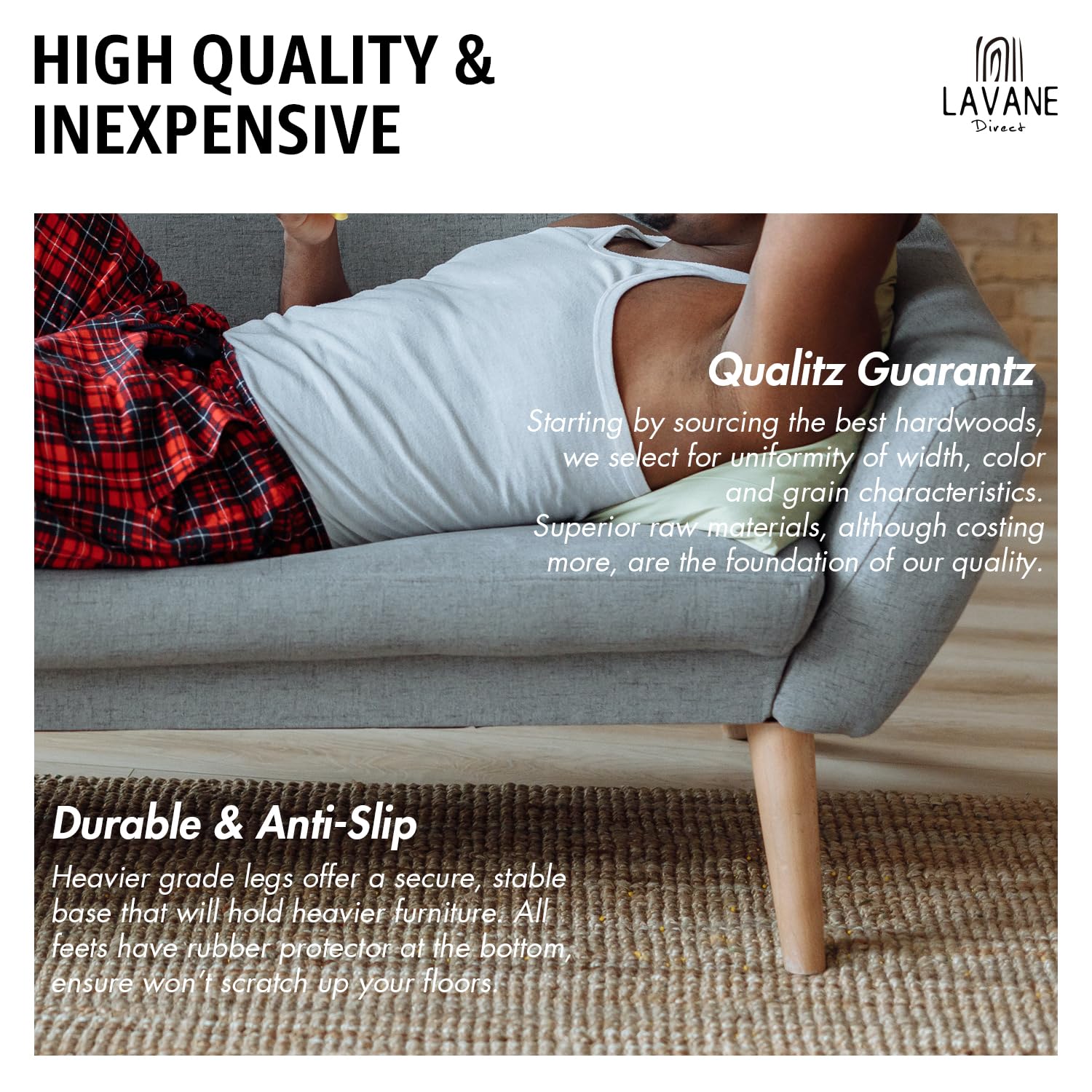 La Vane 5.5 inch / 13cm Wooden Furniture Legs - Image 4