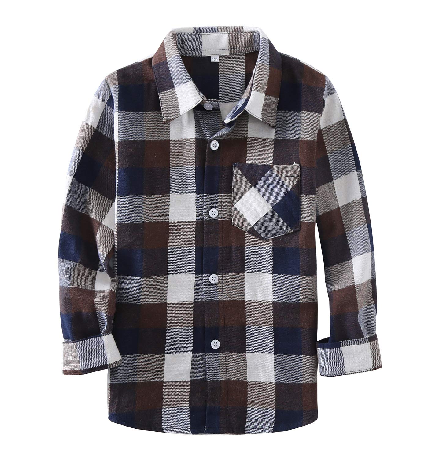 Little Girls' Boys' Long Sleeve Button Down Plaid Flannel Shirt