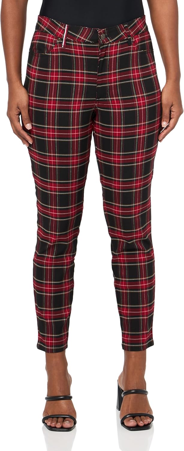 Tommy Hilfiger Women's Printed Pants Casual Plaid Ankle Skinny