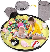 Vista 1 de Toy Storage Organizer for Playroom, 13"W x16.5"H Foldable Bin with Play Mat & Zipper - Large Capacity Organizer for Scattered Building Blocks &