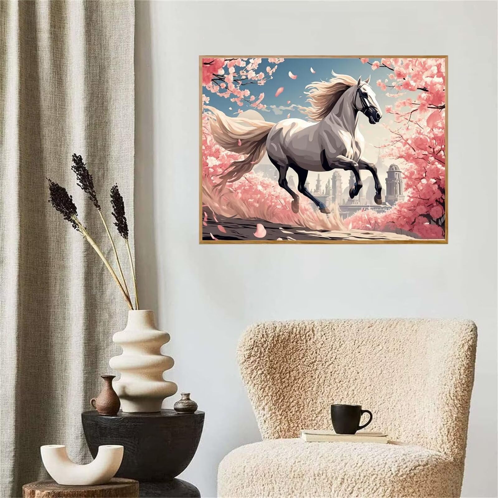 Kit De Pintura Por Números De Caballos Con Marco De 30x30 Cm | Acrílico Y Pinceles Incluidos | Decoración Para El Hogar