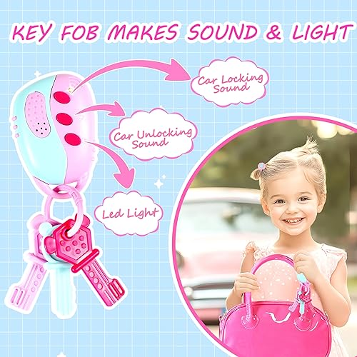 Vista 11 de INNOCHEER Bolso de juguete para niñas pequeñas, bolso de juguete para niños con maquillaje de simulación, bolso de juego para niñas pequeñas, bolso