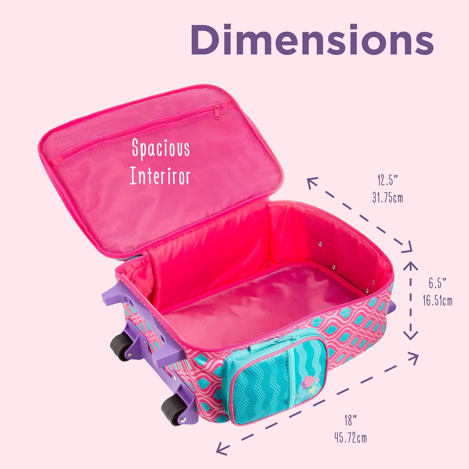 Stephen Joseph Kids Classic Rolling Luggage, Kids Luggage, Toddler Rolling Travel Carry On, Kids Suitcase with wheels, - Image 6