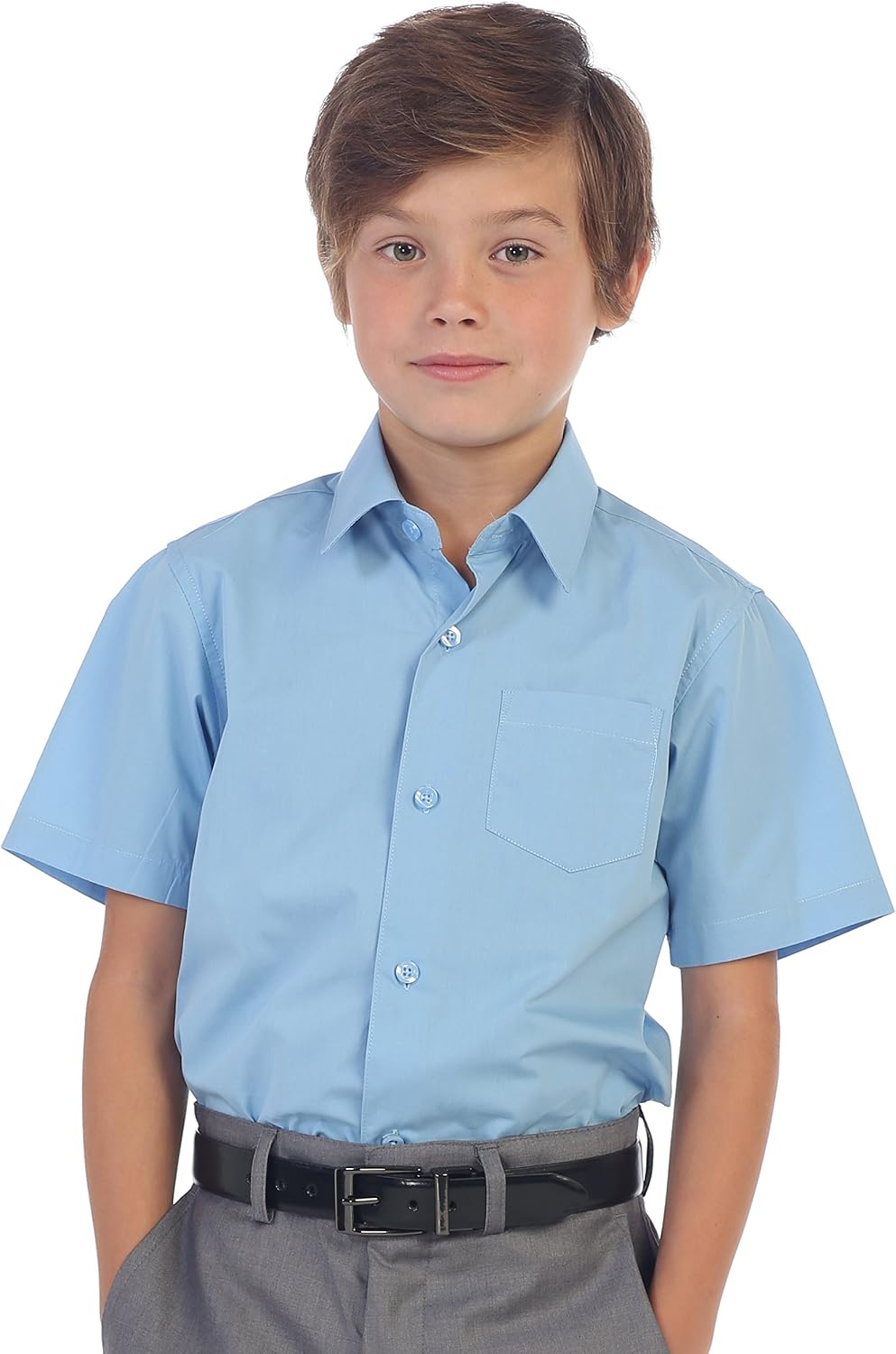 Gioberti Boy's Short Sleeve Solid Dress Shirt