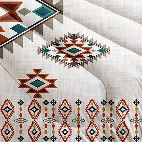 Miniatura 6 de AILONEN Juego de ropa de cama geométrica étnica tamaño Queen para niños, niñas y adultos, adornos navajo, nativos americanos, estampado tribal,