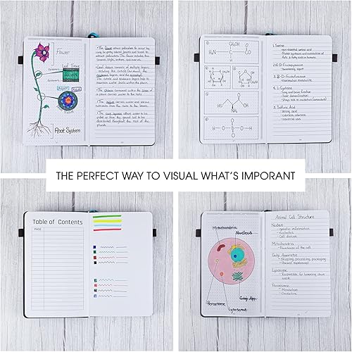 Miniatura 6 de Coeus Journal cuaderno rayado de medio punto  media universidad - hoja de borrado en seco - (A5) pequeño - Papel extra grueso de 160 GSM - Negro