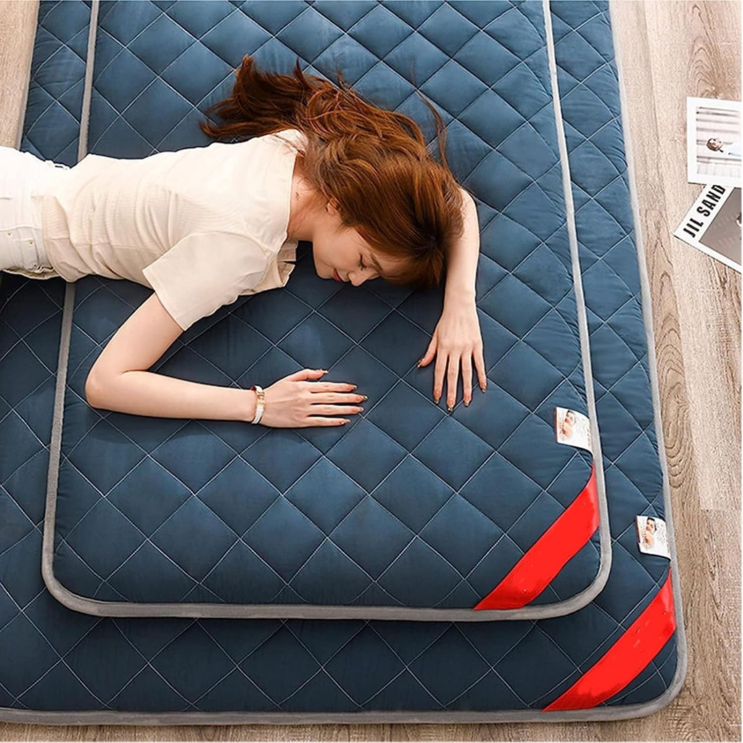Colchón de futón de Suelo japonés, colchón Enrollable Plegable, colchón de Cama de Masaje tailandés, colchoneta de Tatami, colchón para Dormir para Suelo (Color : A, Size : 1.2X2.0m)