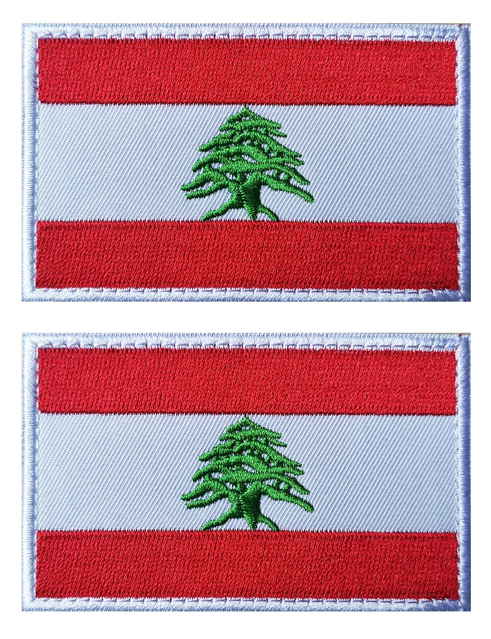 AliPlus 2PCS Lebanon Flag Patches Embroidered Morale Patch Hook and Loop