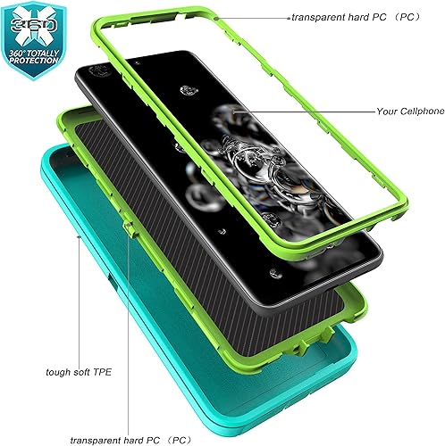 Miniatura 5 de YmhxcY Funda protectora resistente 3 en 1 para Galaxy S20 Ultra de 6.9 pulgadas, con película de TPU flexible y película de lente de cámara, paquete