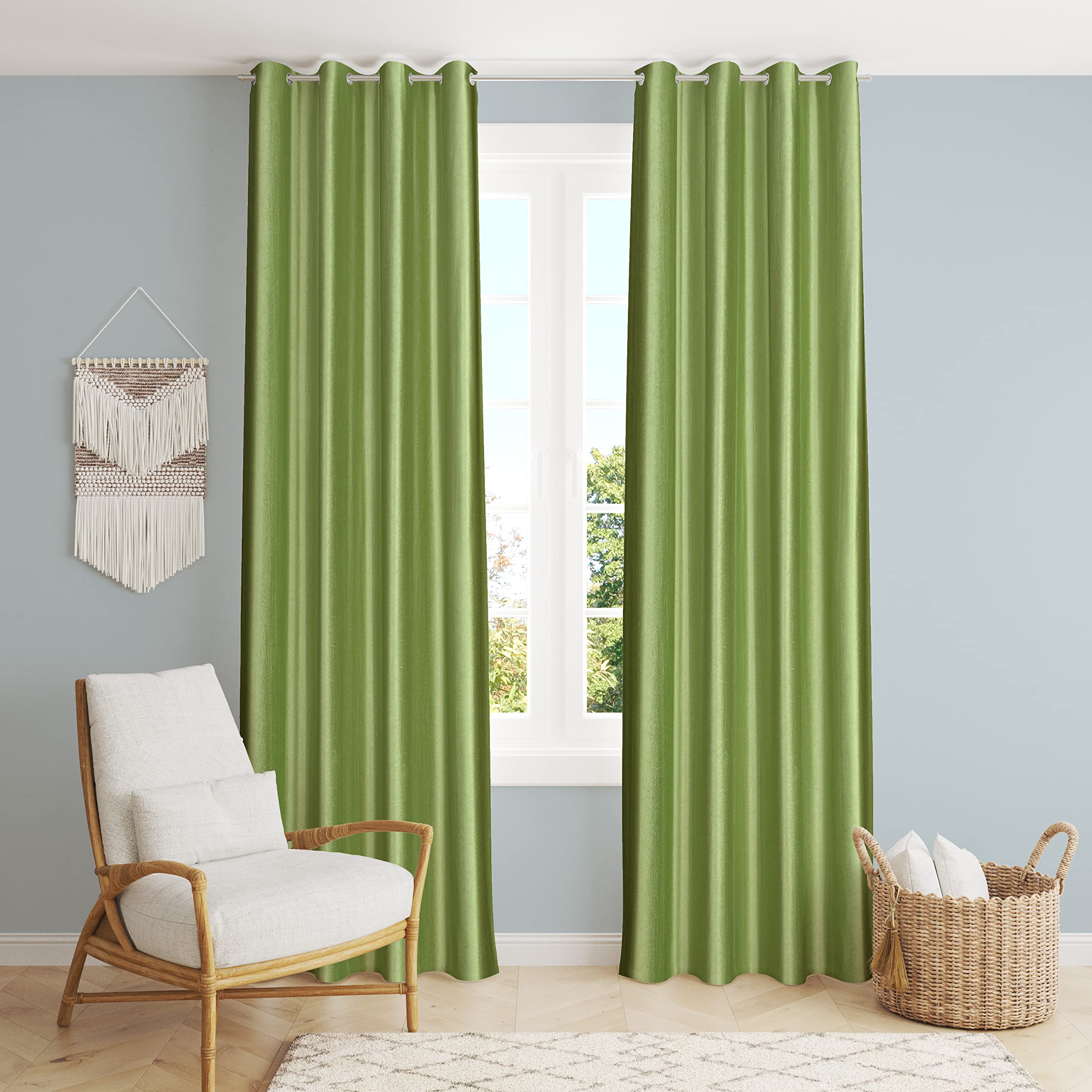 Home UTSAV Premium Long Crush Plain (Solid) Curtains for Door 7 Feet, Pack of 2, Light Green-image-31